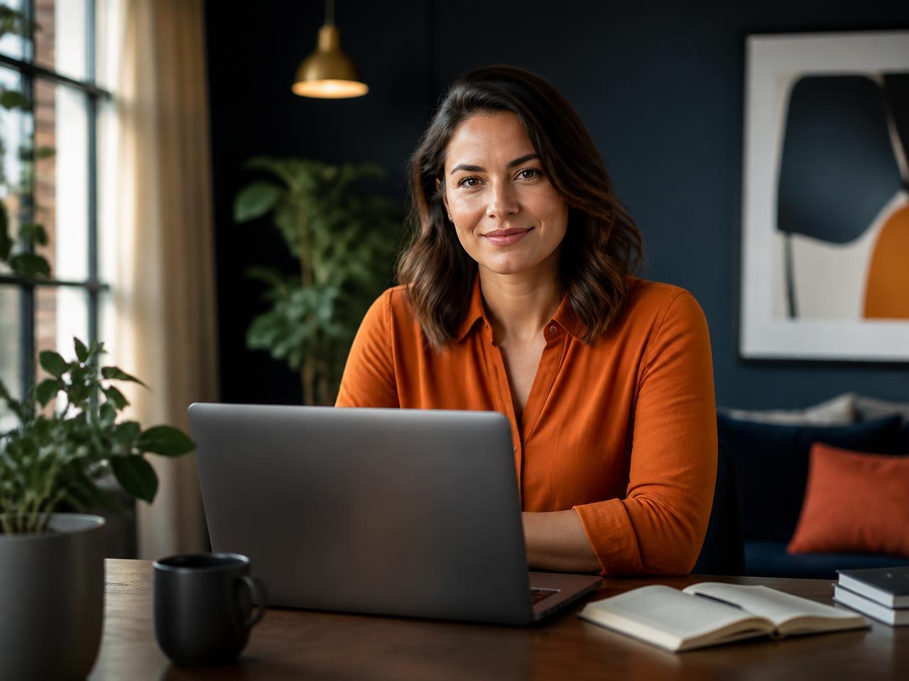 Consultante indépendante travaillant sur son ordinateur portable